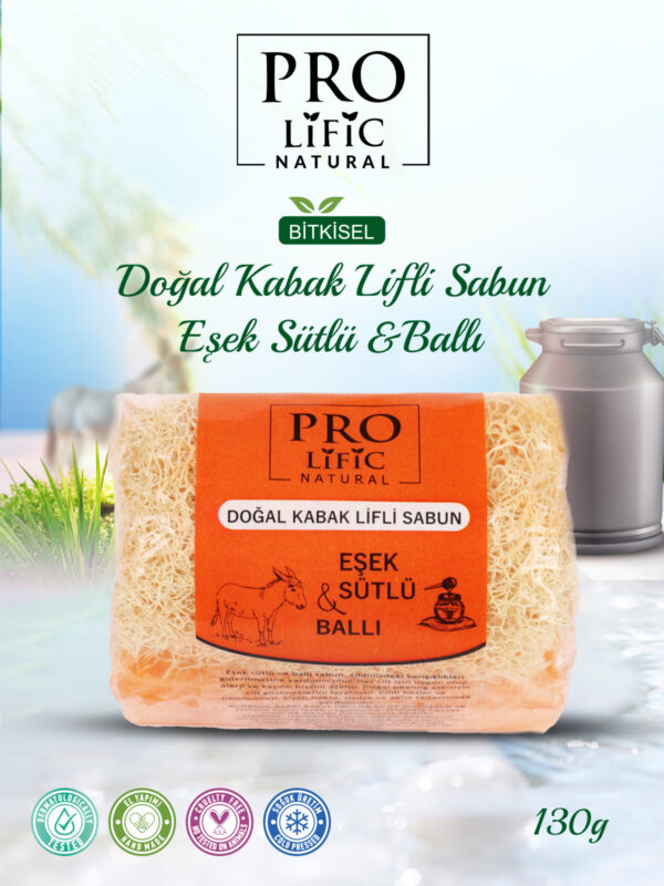 Doğal Kabak Lifli Eşek Sütlü & Ballı Sabun 130g - Görsel 2