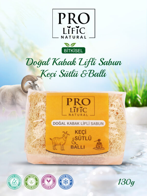 Doğal Kabak Lifli Keçi Sütlü & Ballı Sabun 130g - Görsel 2